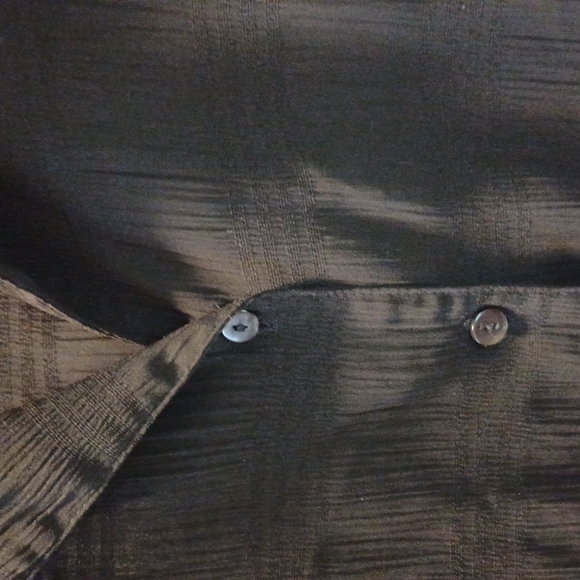 Joanna Sheer black oversized blouse size small button down with square pattern - Picture 4 of 8